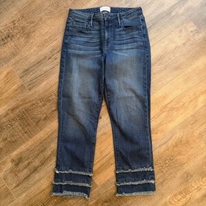 PARKER SMITH Womens 29 Cropped Jeans Frayed Distressed Hem USA Made Boho Stretch